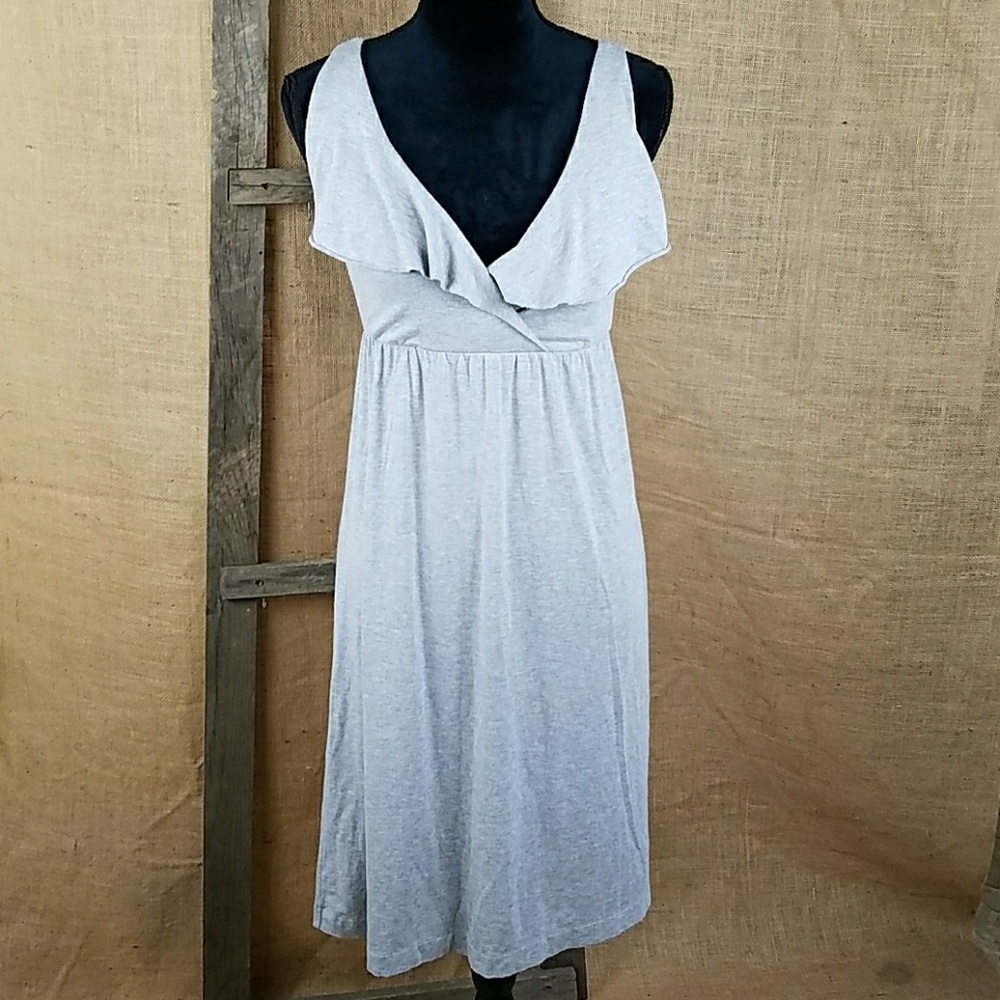 J. Crew women XS dressy jersey ruffle dress gray vacation‎ cruise resort wear